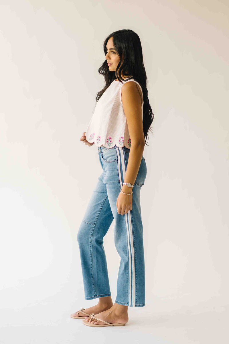 The Colleen Scalloped Tank in Baby Pink