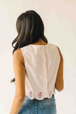 The Colleen Scalloped Tank in Baby Pink
