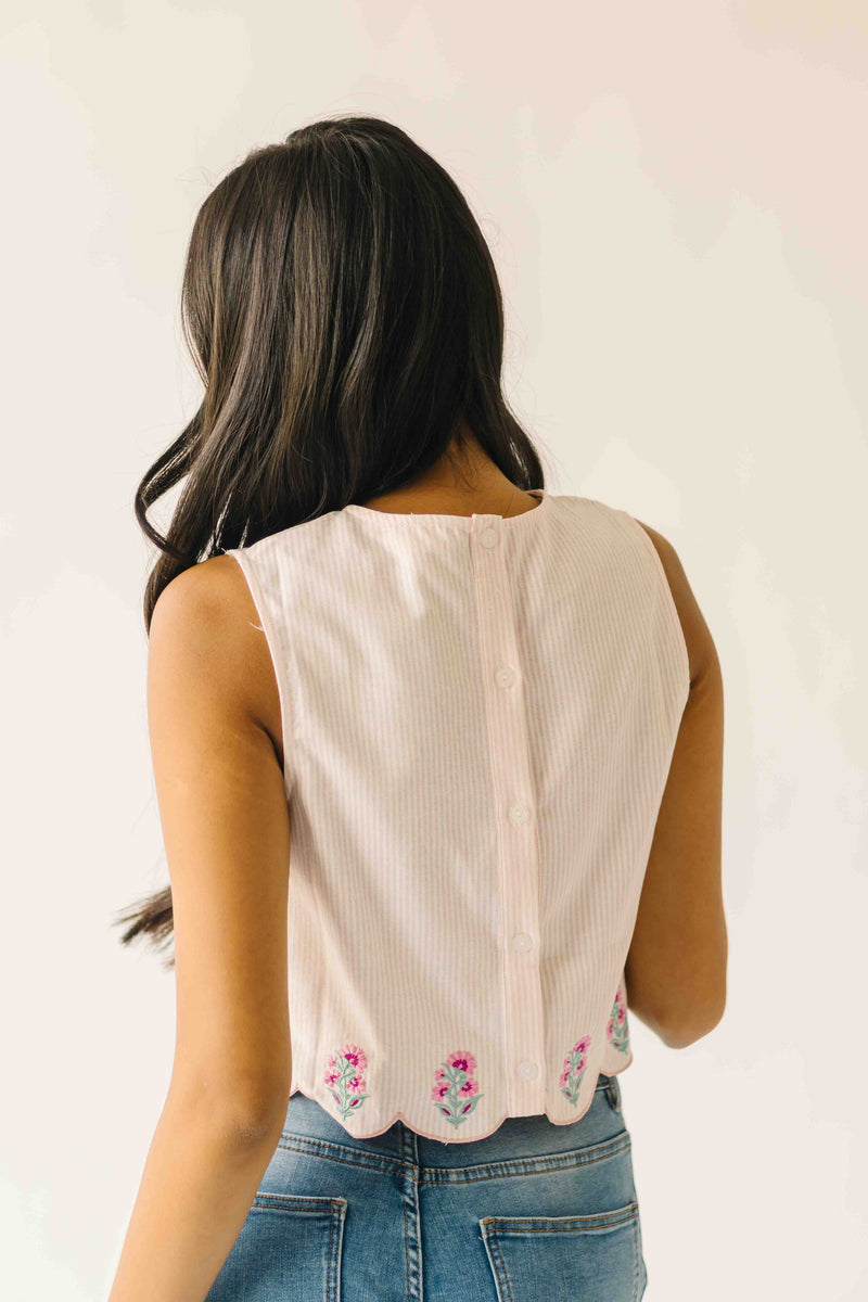 The Colleen Scalloped Tank in Baby Pink