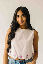 The Colleen Scalloped Tank in Baby Pink