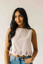 The Colleen Scalloped Tank in Baby Pink