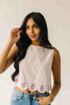 The Colleen Scalloped Tank in Baby Pink