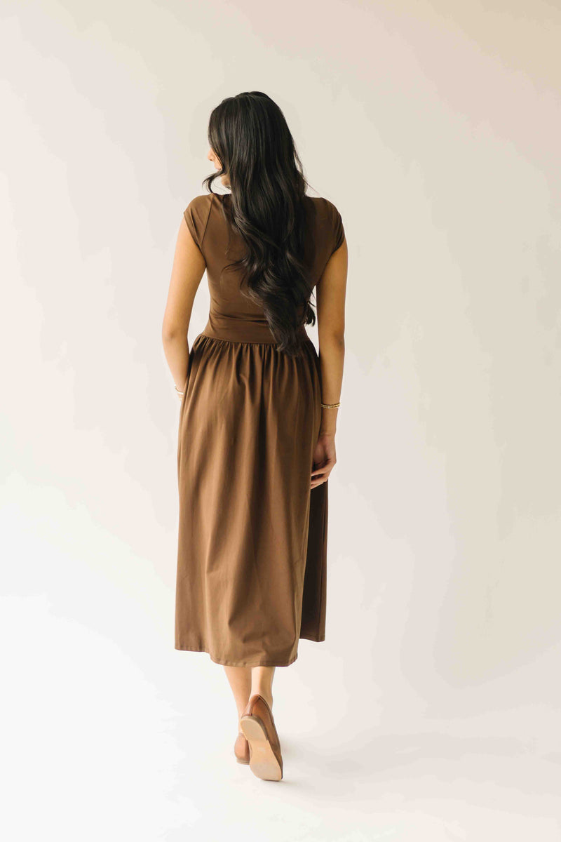 The Rivka Knit Midi Dress in Brown