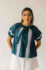 The Karlyn Lace Trim Blouse in Teal