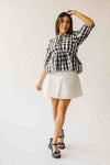 The Brenna Gingham Tie Blouse in Black