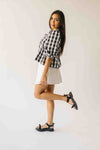 The Brenna Gingham Tie Blouse in Black