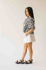 The Brenna Gingham Tie Blouse in Black