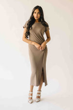 The Cordelia Cinched Waist Midi Dress in Olive