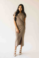 The Cordelia Cinched Waist Midi Dress in Olive