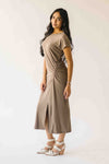 The Cordelia Cinched Waist Midi Dress in Olive