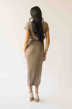 The Cordelia Cinched Waist Midi Dress in Olive