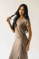 The Cordelia Cinched Waist Midi Dress in Olive