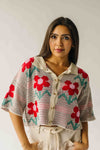 The Angelica Floral Button-Front Cardigan in Ivory