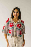 The Angelica Floral Button-Front Cardigan in Ivory