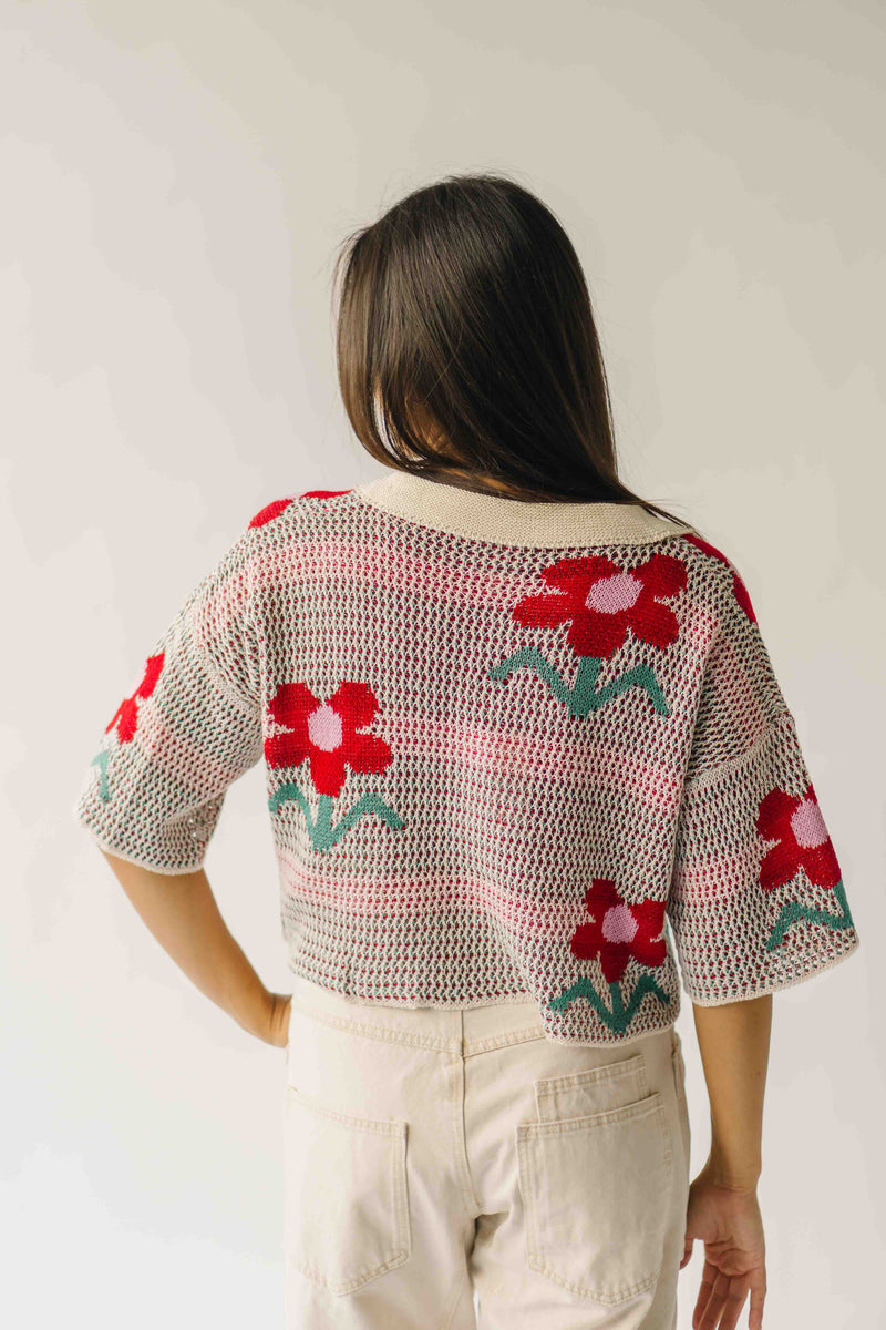 The Angelica Floral Button-Front Cardigan in Ivory