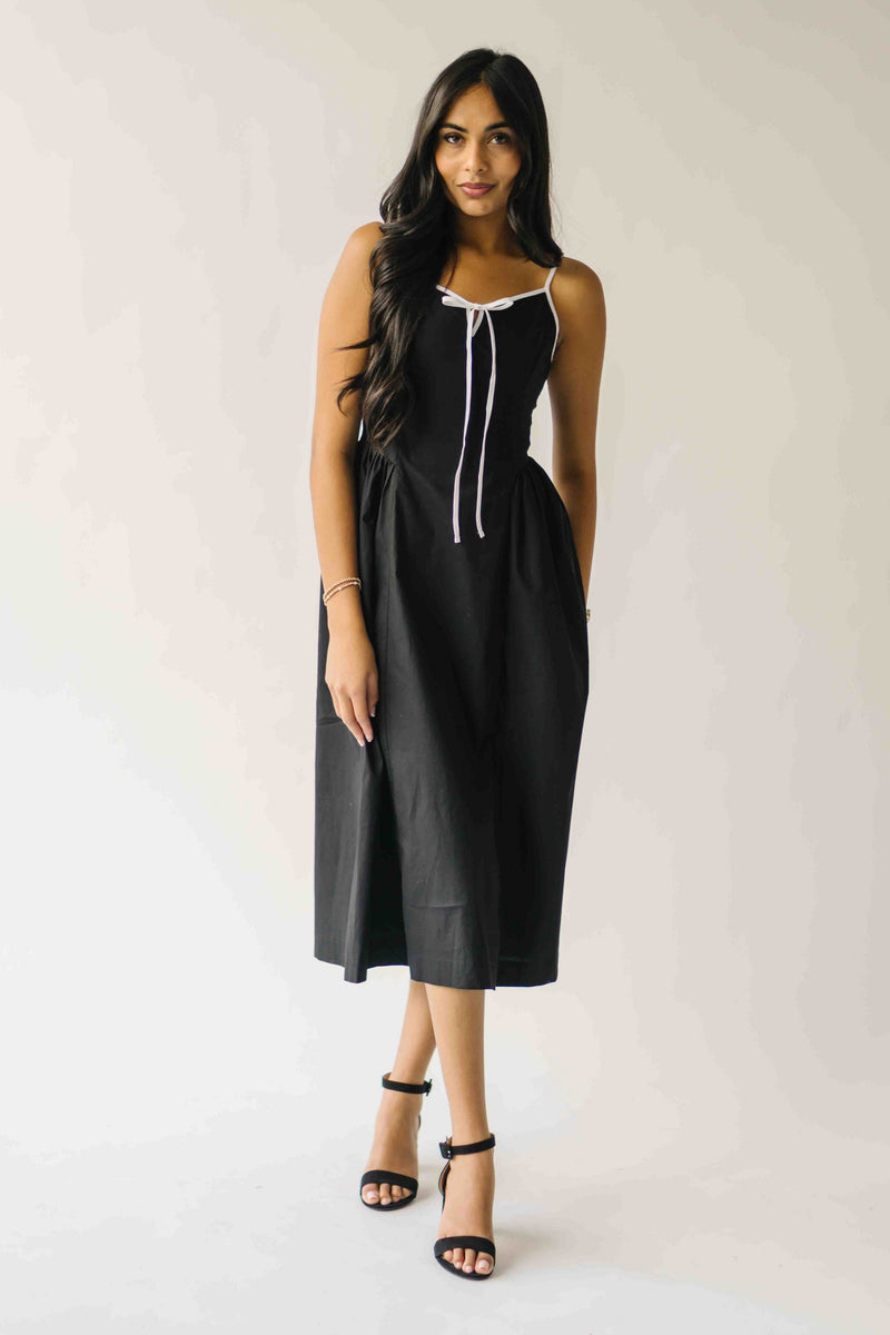 The Doxey Tie Detail Tank Dress in Black
