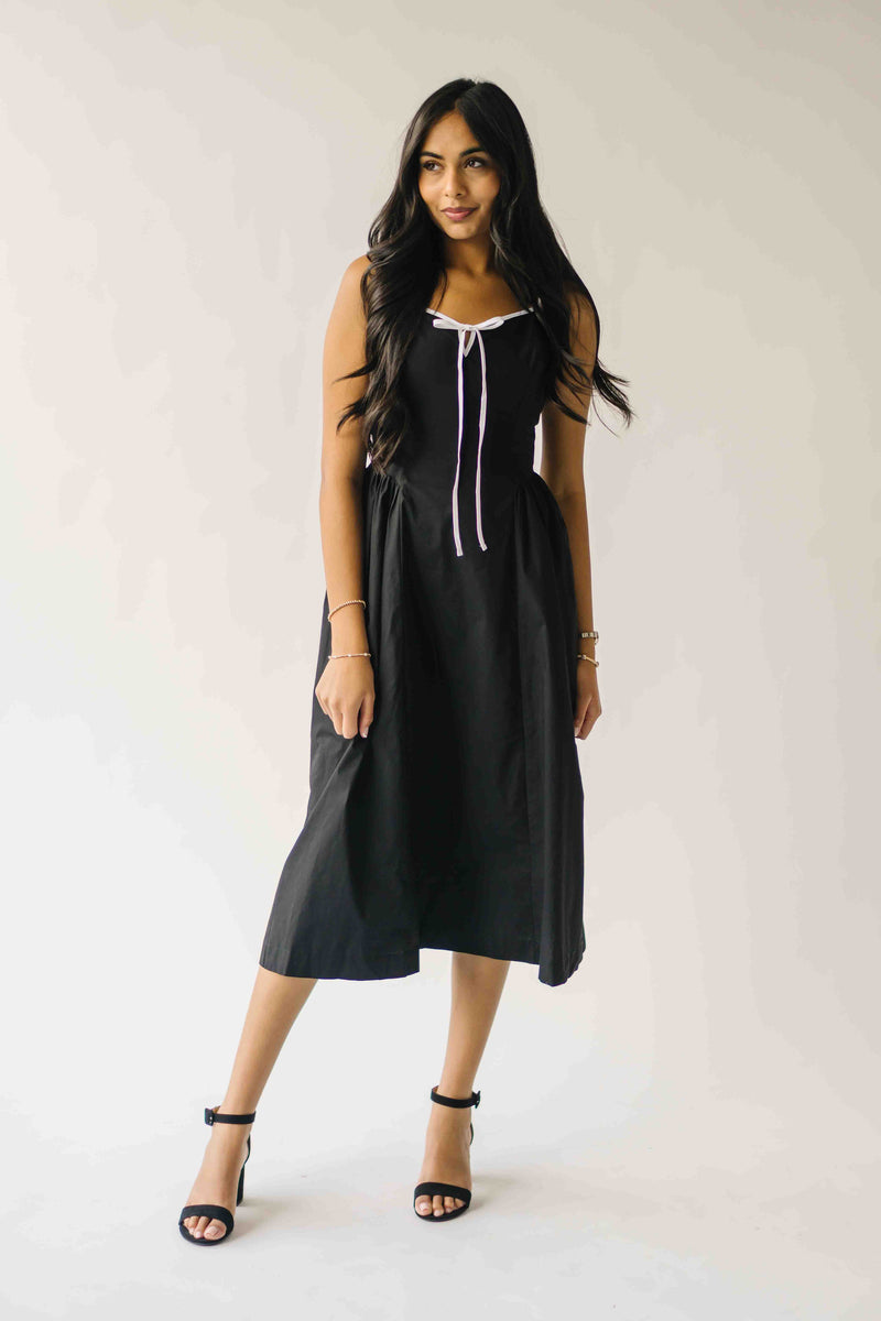 The Doxey Tie Detail Tank Dress in Black