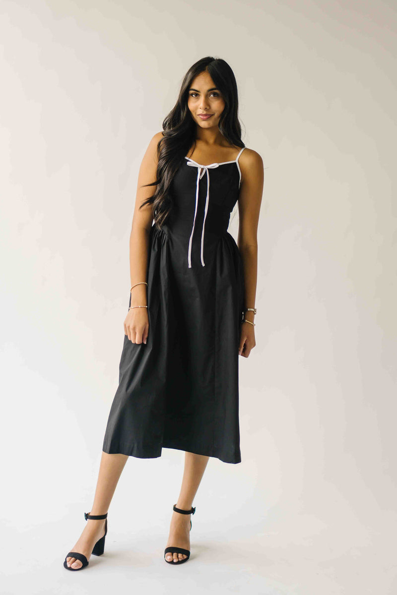 The Doxey Tie Detail Tank Dress in Black