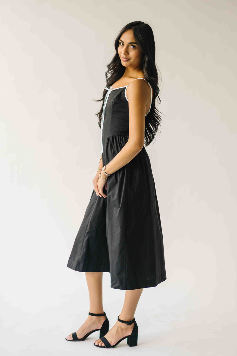 The Doxey Tie Detail Tank Dress in Black