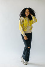 The Lantana Textured Sweater in Taupe + Yellow
