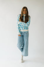 The Quincy Floral Sweater in Cream + Blue