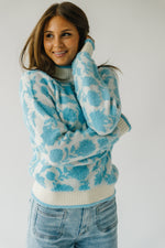 The Quincy Floral Sweater in Cream + Blue