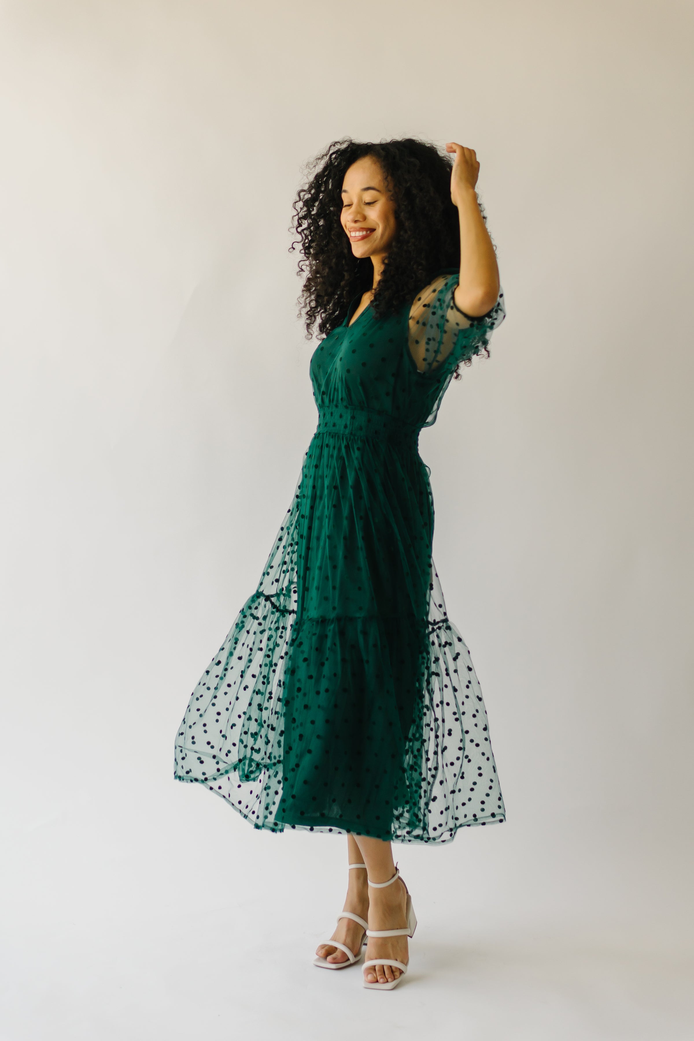 Forest green lace outlet midi dress