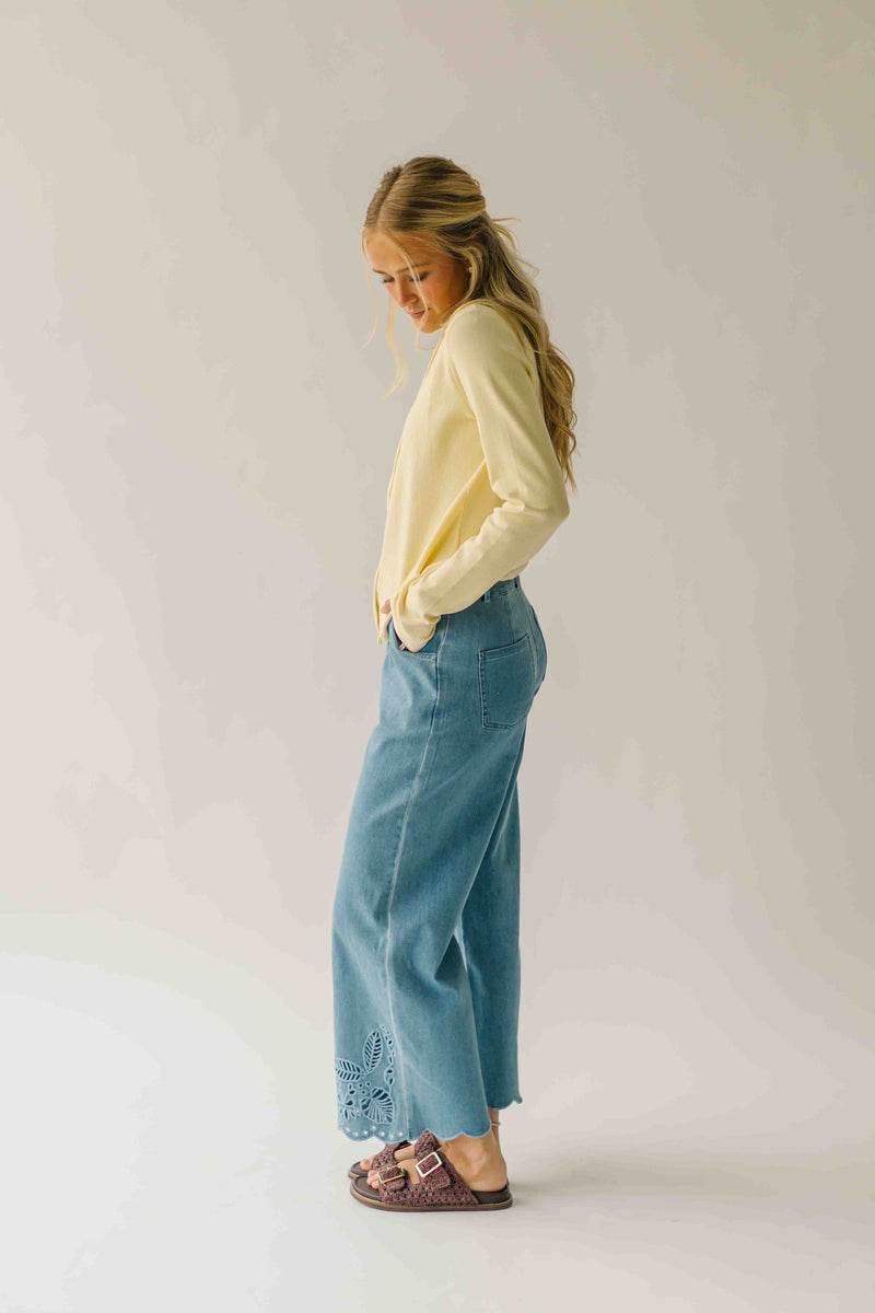 The Alton Floral Embroidered Jean in Denim