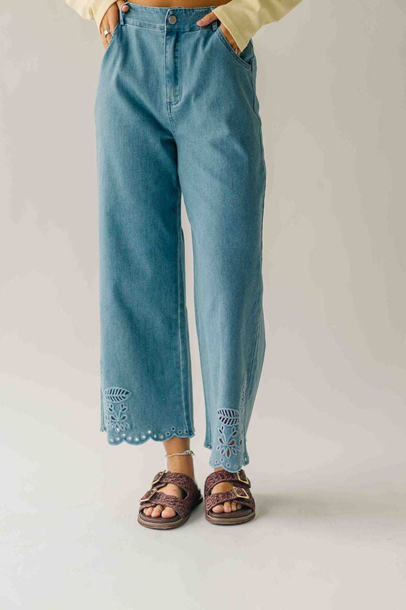 The Alton Floral Embroidered Jean in Denim