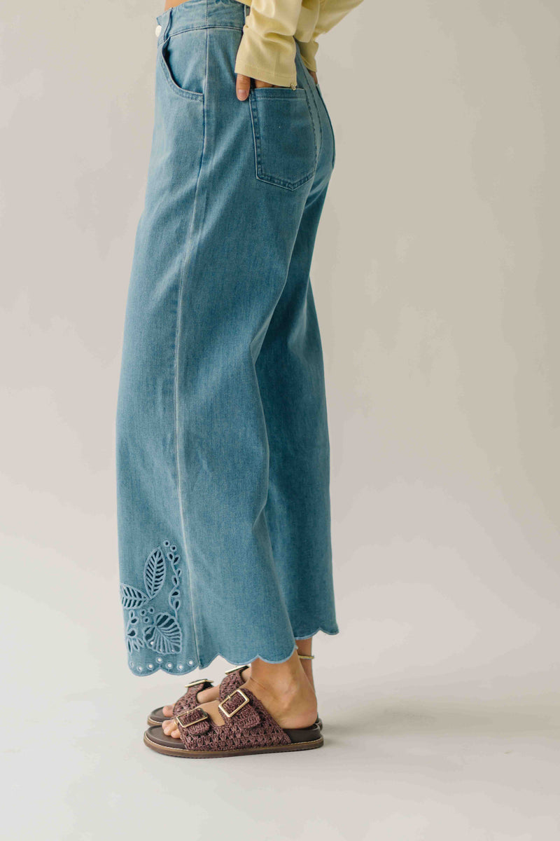 The Alton Floral Embroidered Jean in Denim