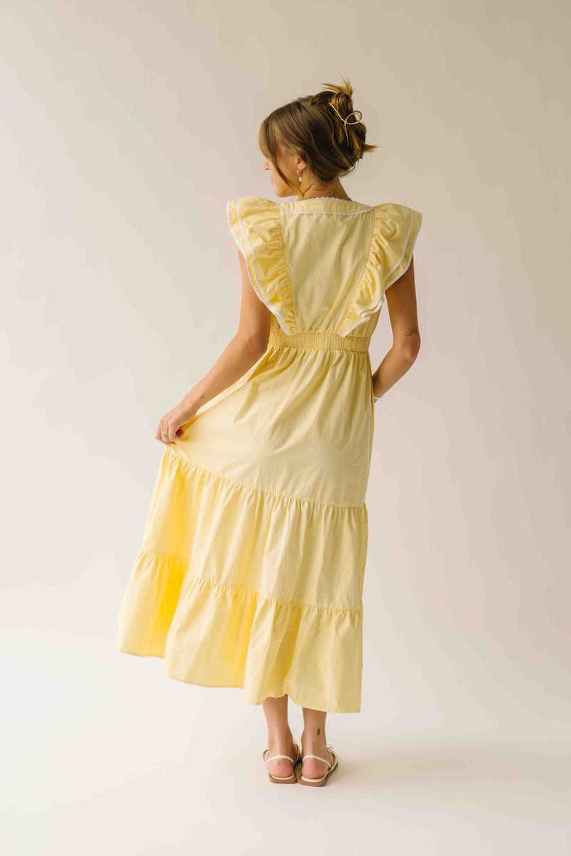 The Marielle Trim Detail Maxi Dress in Lemon