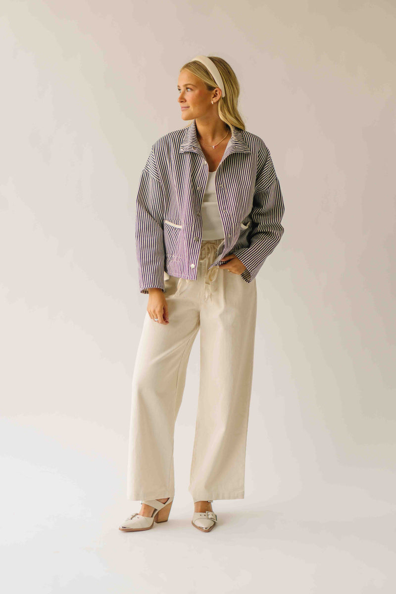 The Donna Pinstripe Jacket in Navy