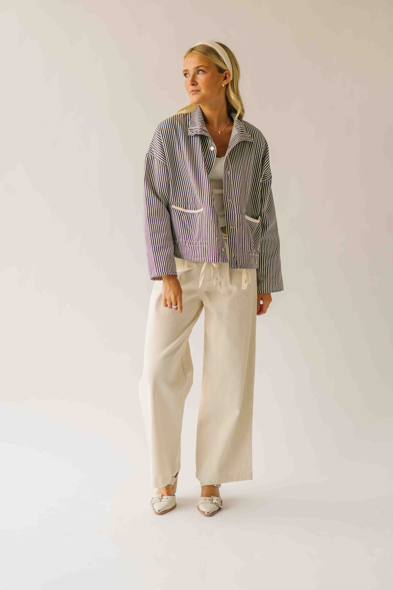 The Donna Pinstripe Jacket in Navy