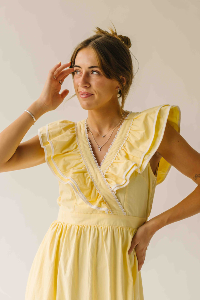 The Marielle Trim Detail Maxi Dress in Lemon