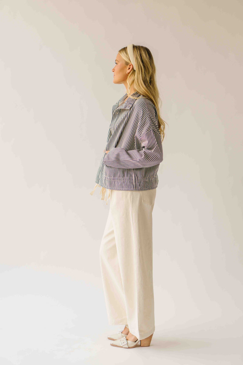 The Donna Pinstripe Jacket in Navy