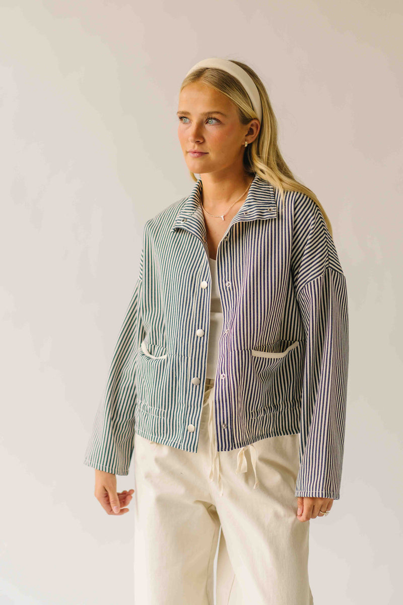 The Donna Pinstripe Jacket in Navy