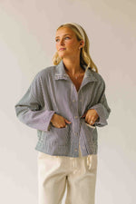 The Donna Pinstripe Jacket in Navy