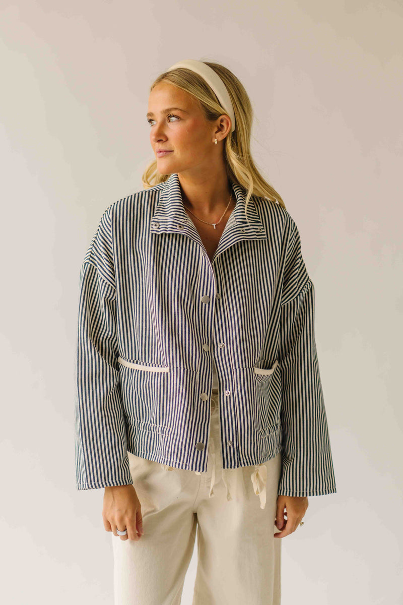 The Donna Pinstripe Jacket in Navy