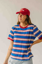 The Amy Striped Tee in Blue + Red