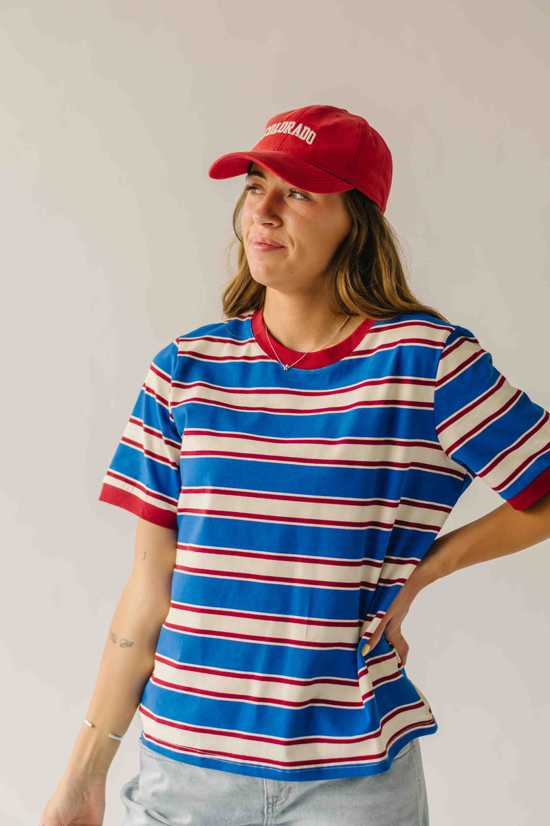 The Amy Striped Tee in Blue + Red