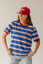 The Amy Striped Tee in Blue + Red