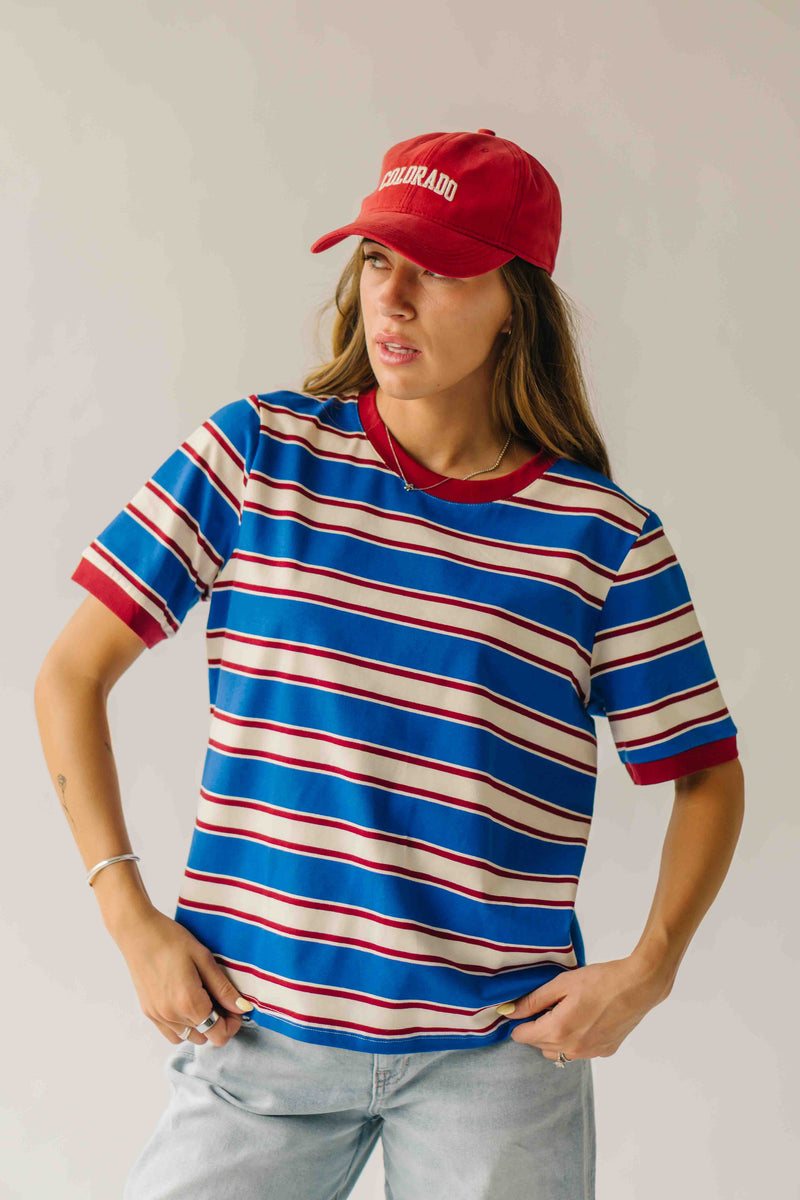 The Amy Striped Tee in Blue + Red