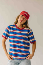 The Amy Striped Tee in Blue + Red