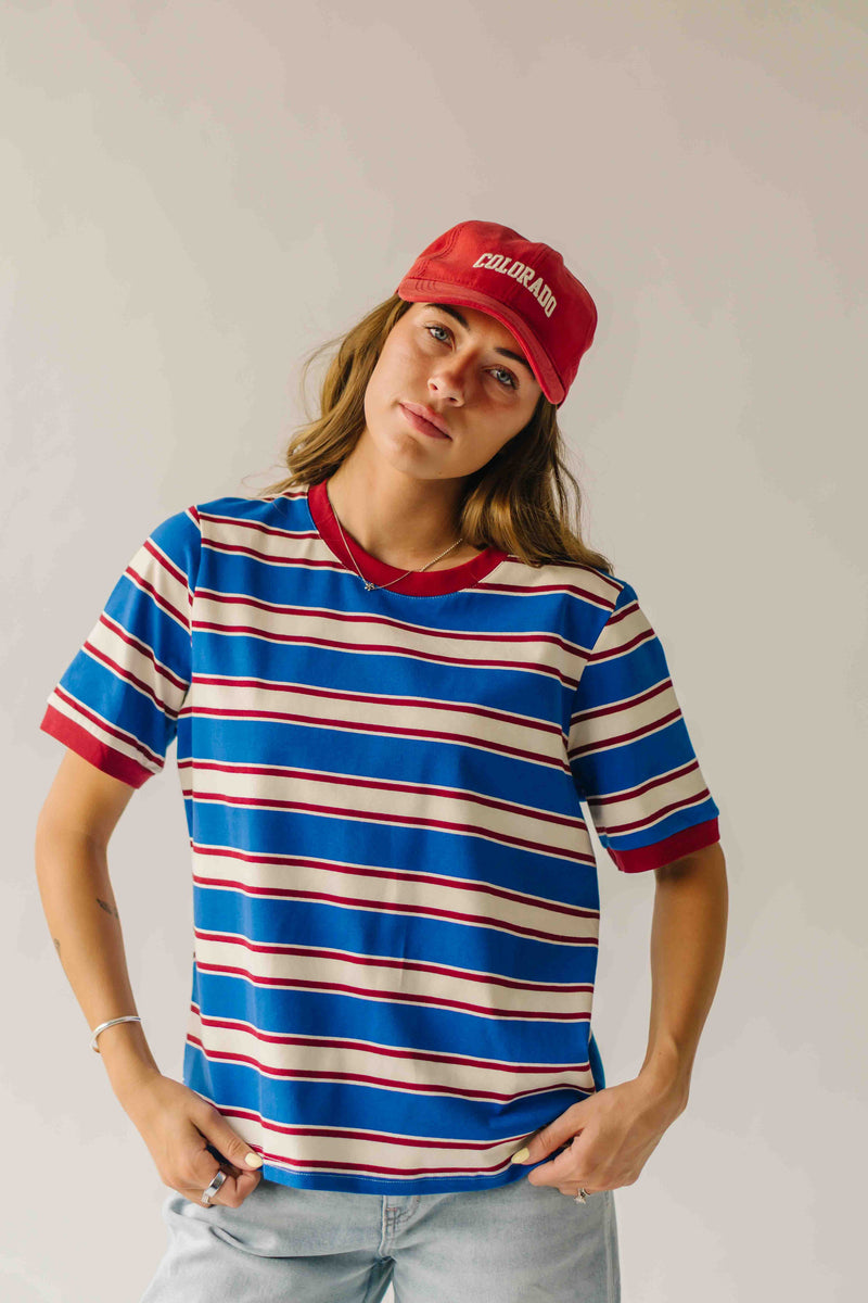 The Amy Striped Tee in Blue + Red