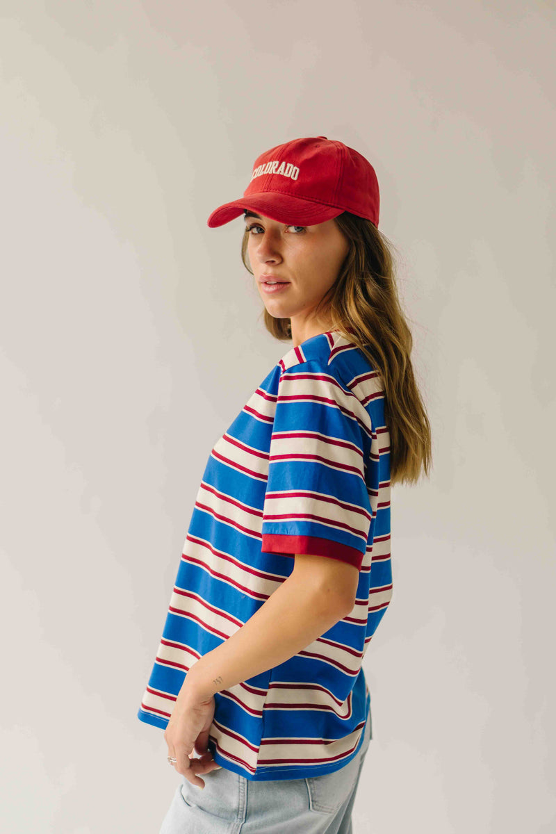 The Amy Striped Tee in Blue + Red