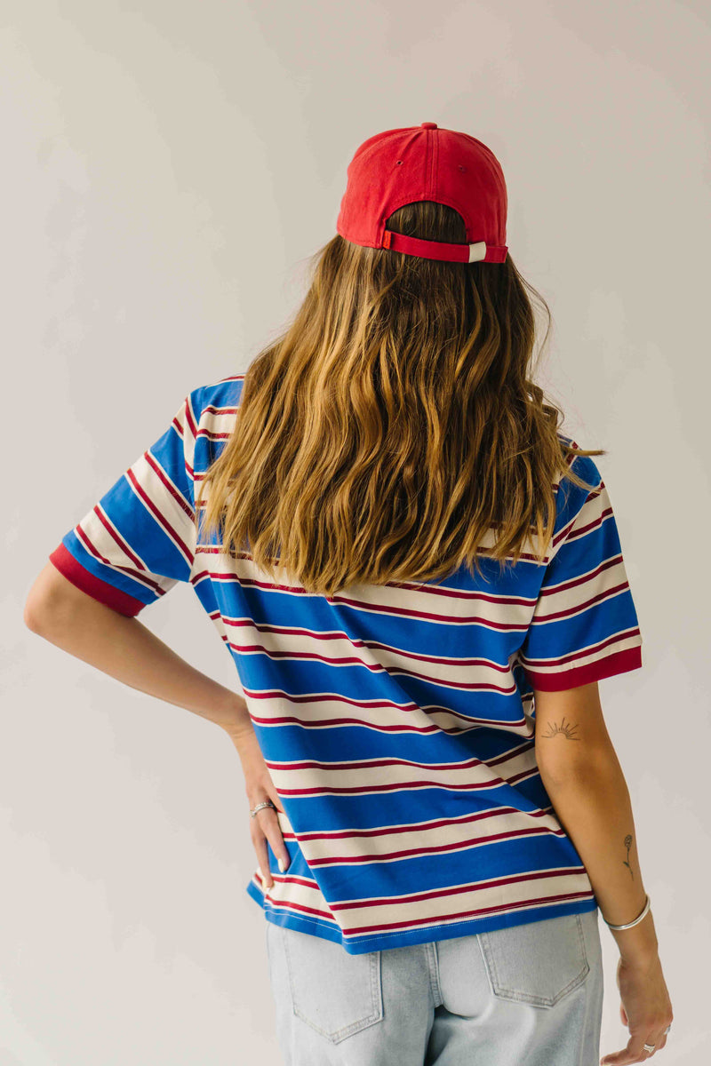 The Amy Striped Tee in Blue + Red