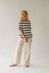 The Amy Striped Tee in Hunter Green + Pink