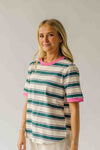 The Amy Striped Tee in Hunter Green + Pink