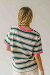 The Amy Striped Tee in Hunter Green + Pink