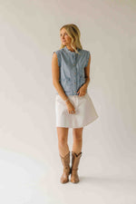 The Tavis Button-Up Vest in Light Denim (SHIPS MID SEPTEMBER)